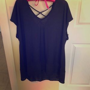 Black top with satin edge.